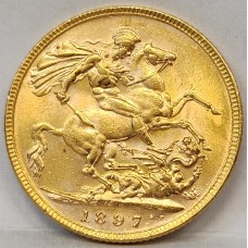AUSTRALIA 1897 . ONE 1 SOVEREIGN . MELBOURNE . GOLD